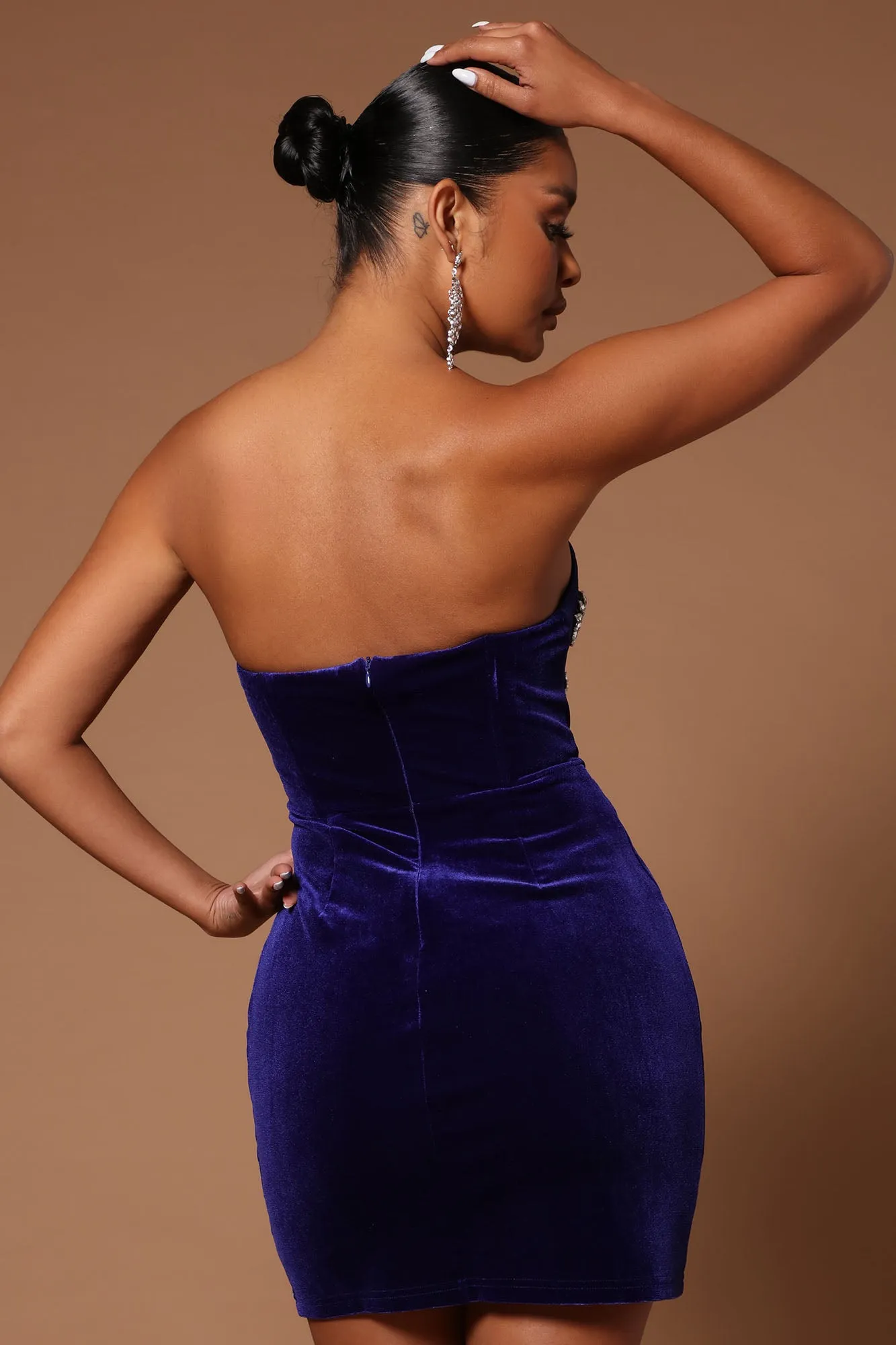 Alanah Velvet Mini Dress - Blue