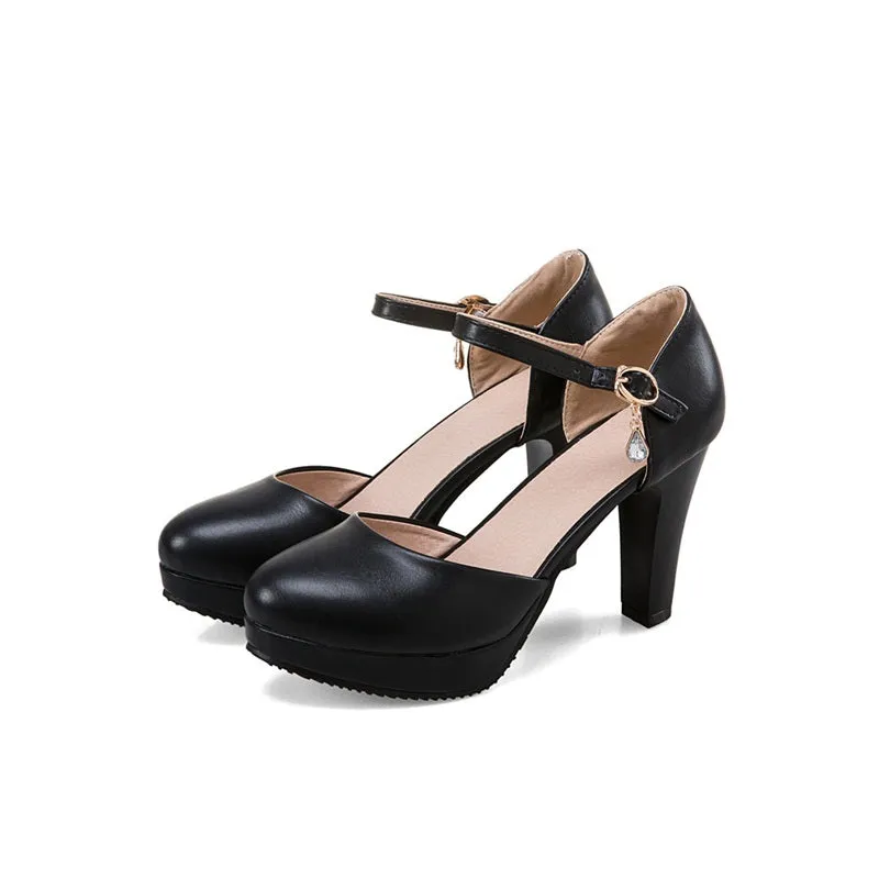 Asumer 2018 fashion new arrive women pumps solid buckle spring autumn wedding shoes round toe elegant ladies high heels shoes