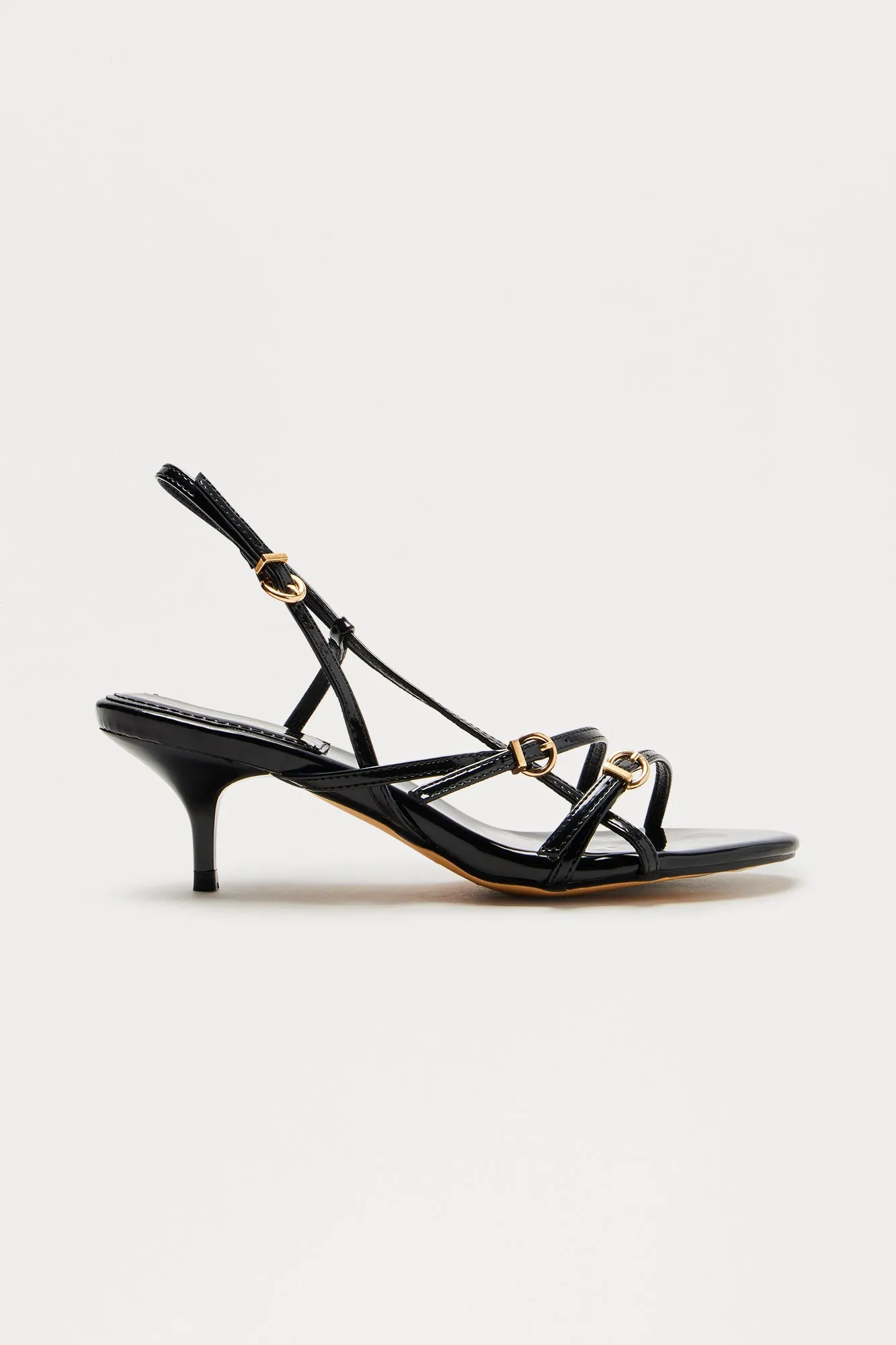 Avenue Buckle Slingback Heels - Black