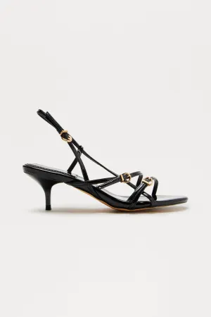 Avenue Buckle Slingback Heels - Black
