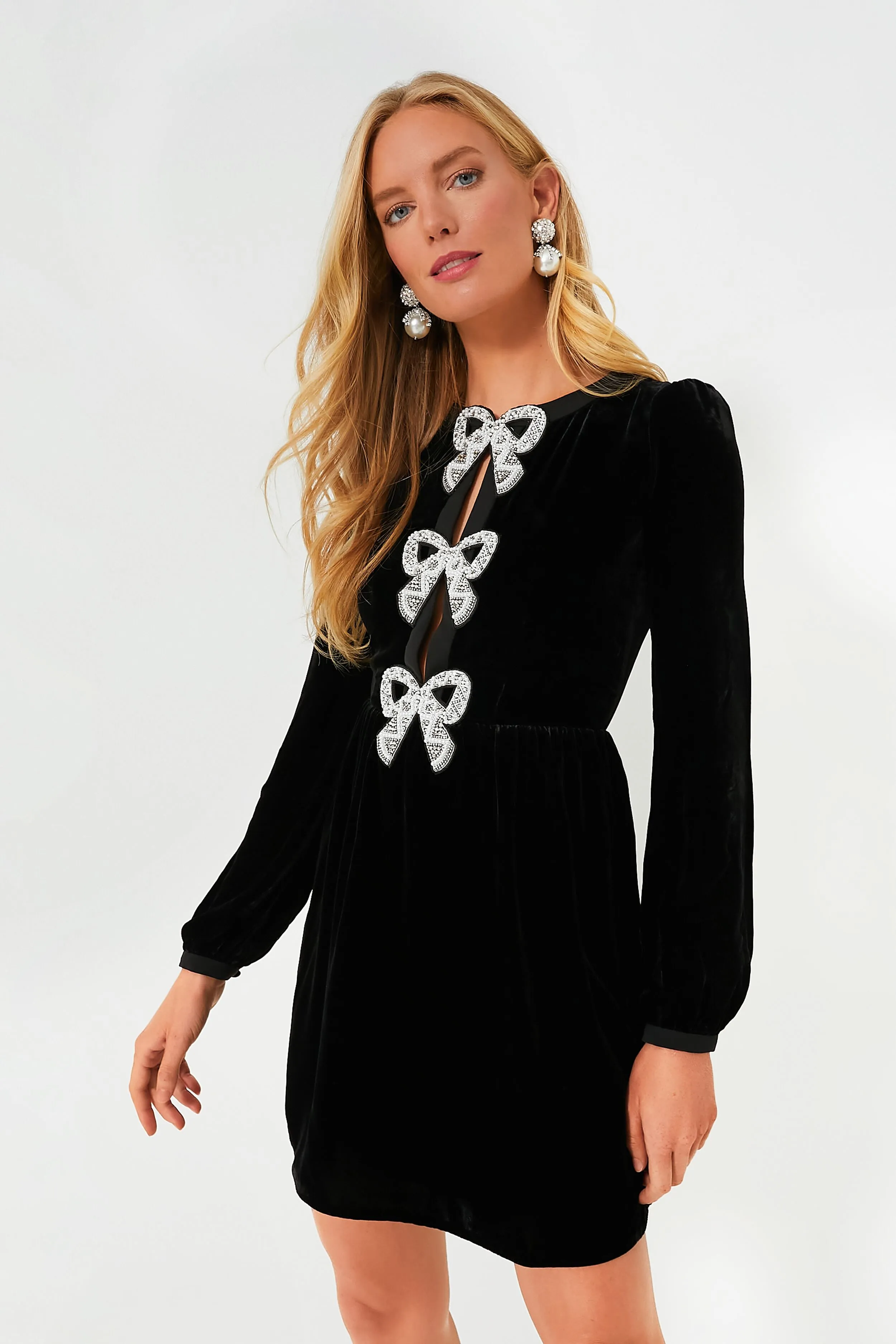 Black Camille Bows Mini Dress