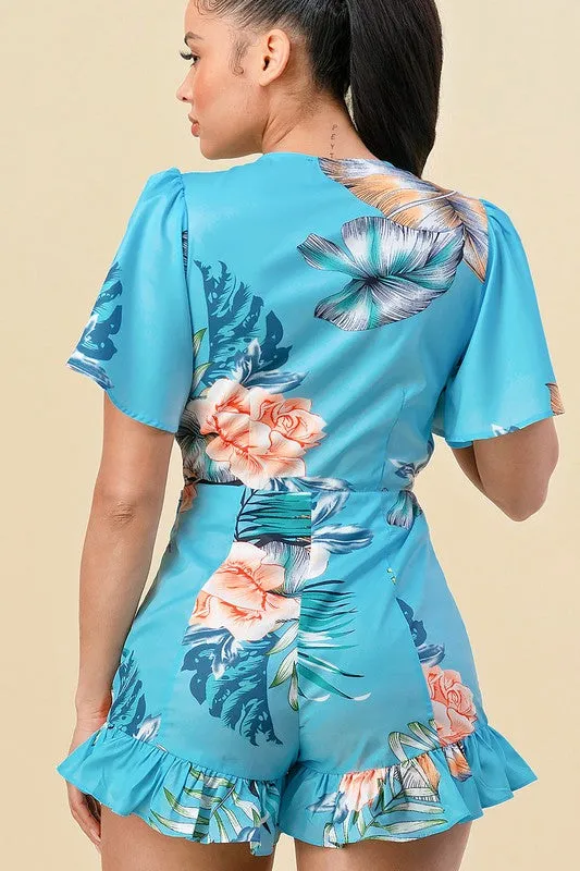 Blue Floral Romper