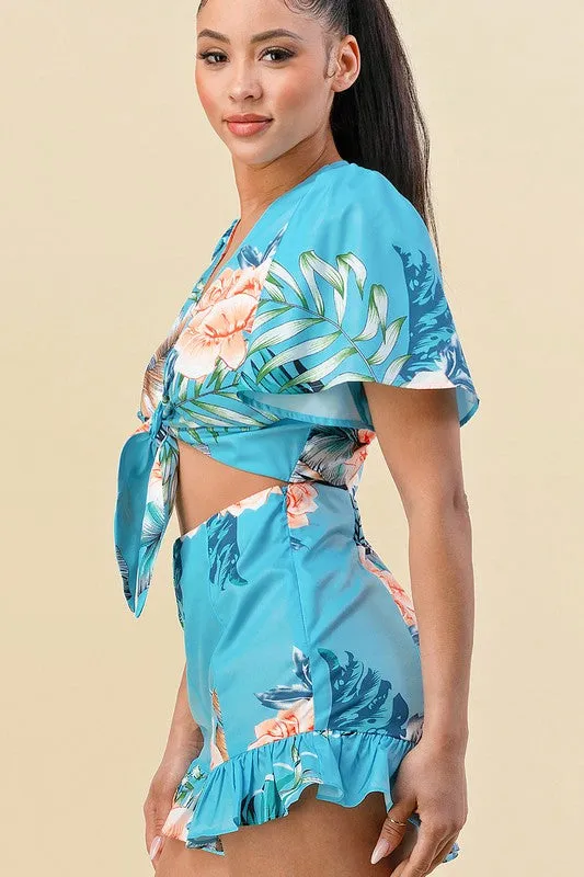 Blue Floral Romper