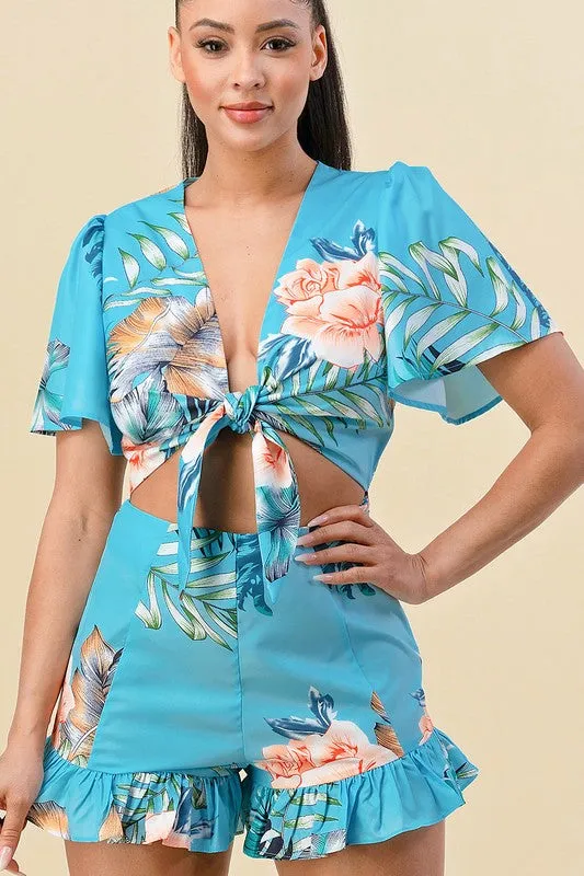 Blue Floral Romper