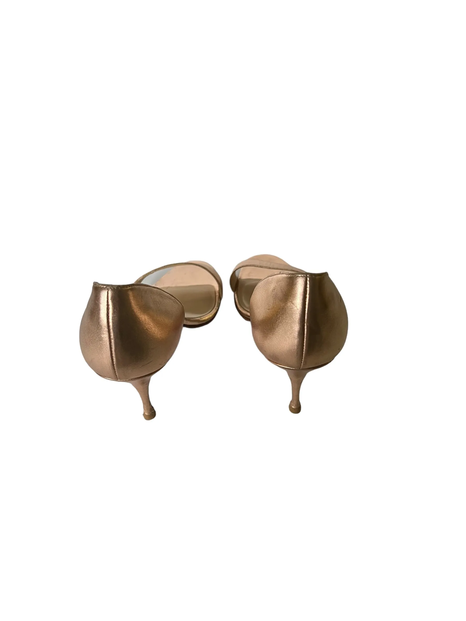 CHRISTIAN LOUBOUTIN ROSE GOLD METALLIC DORSAY OPEN TOE SANDALS SIZE 39