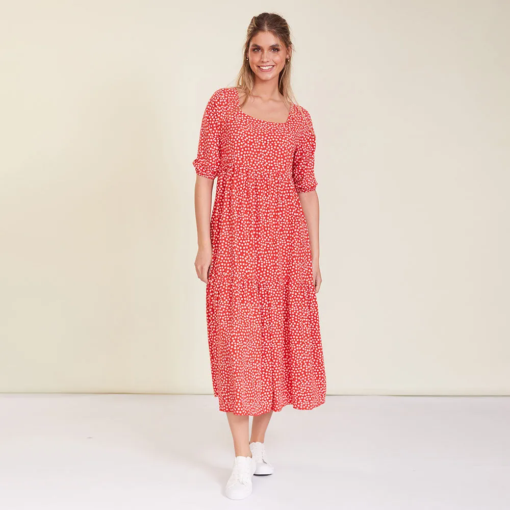 Delta Dress (Red Floral)
