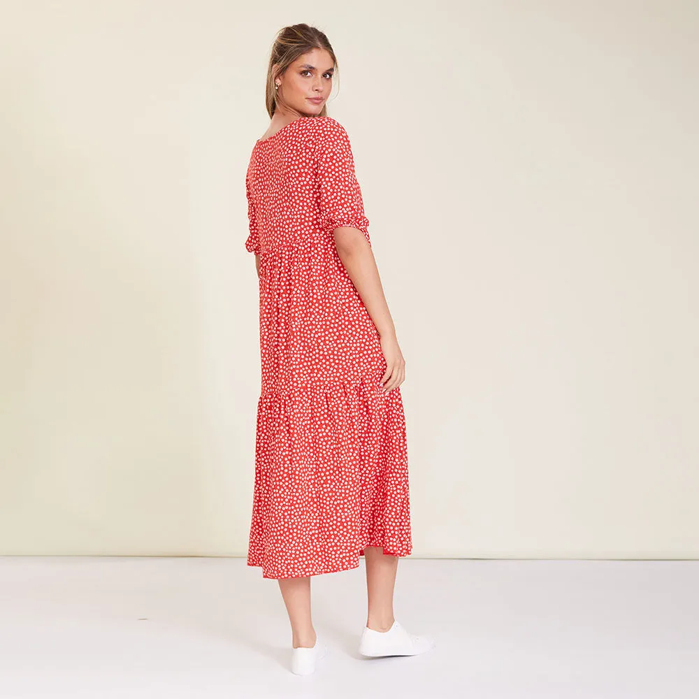 Delta Dress (Red Floral)