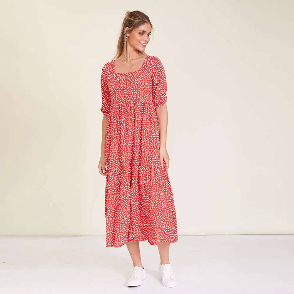 Delta Dress (Red Floral)