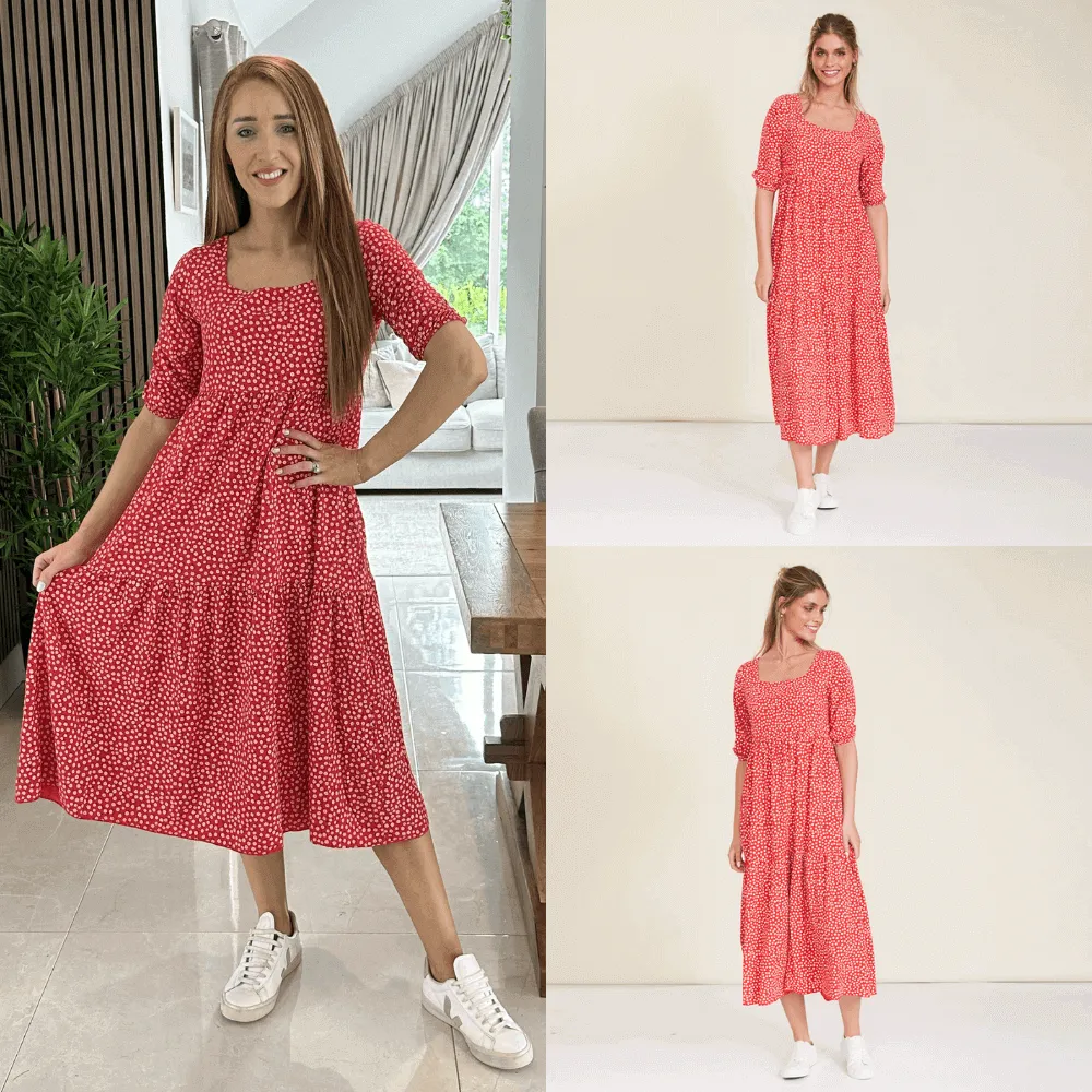 Delta Dress (Red Floral)
