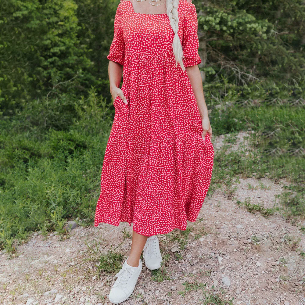 Delta Dress (Red Floral)