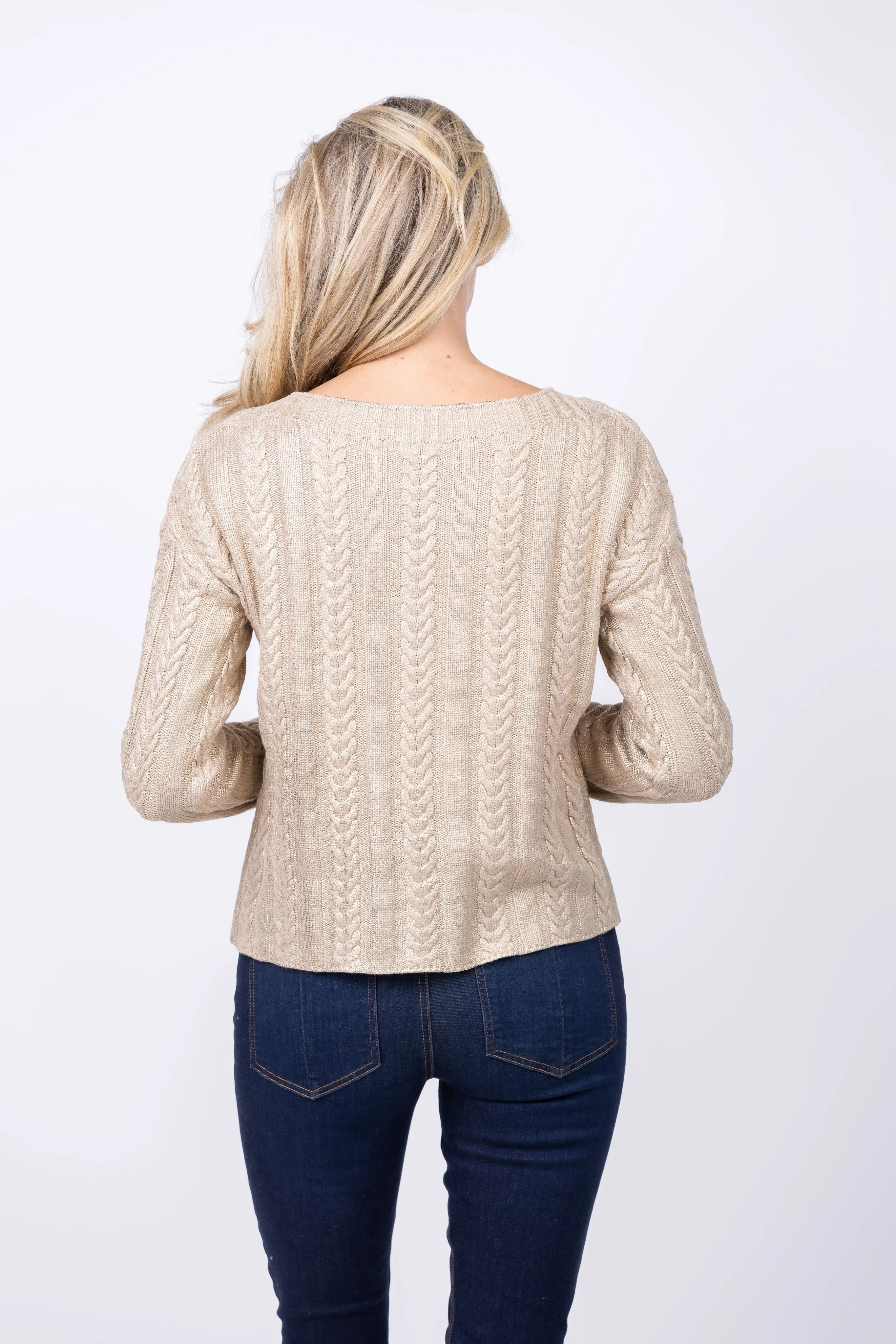 Elliott Lauren Cable Foil Sweater in Gold
