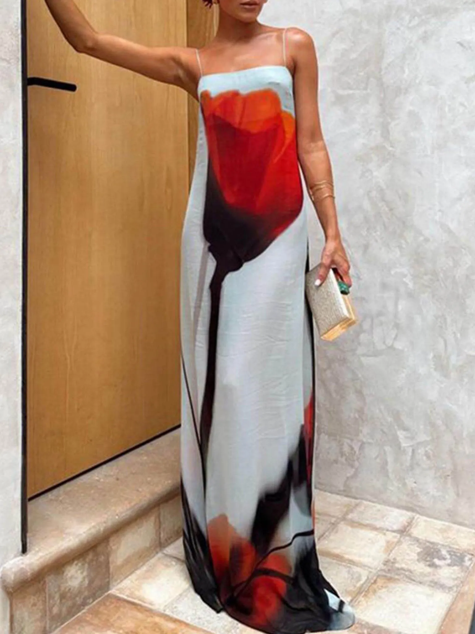 Floral Chiffon Maxi Dress