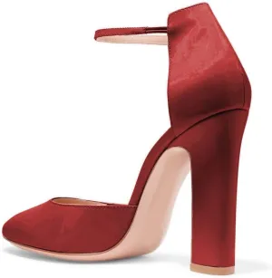 FSJ Women D'Orsay Comfort Ankle Strap High Chunky Heels Closed Point Toe Buckle Up Fancy Dance Ballroom Shoes Size 4-15 M US