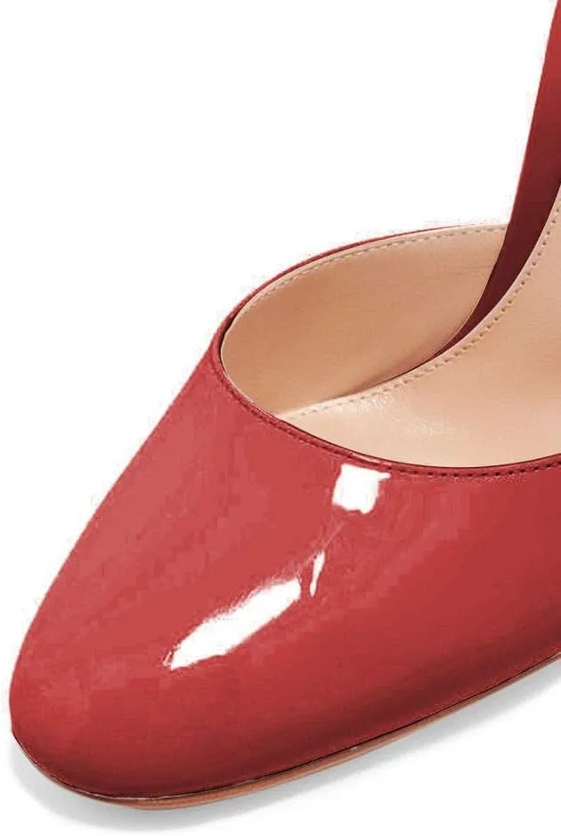 FSJ Women D'Orsay Comfort Ankle Strap High Chunky Heels Closed Point Toe Buckle Up Fancy Dance Ballroom Shoes Size 4-15 M US