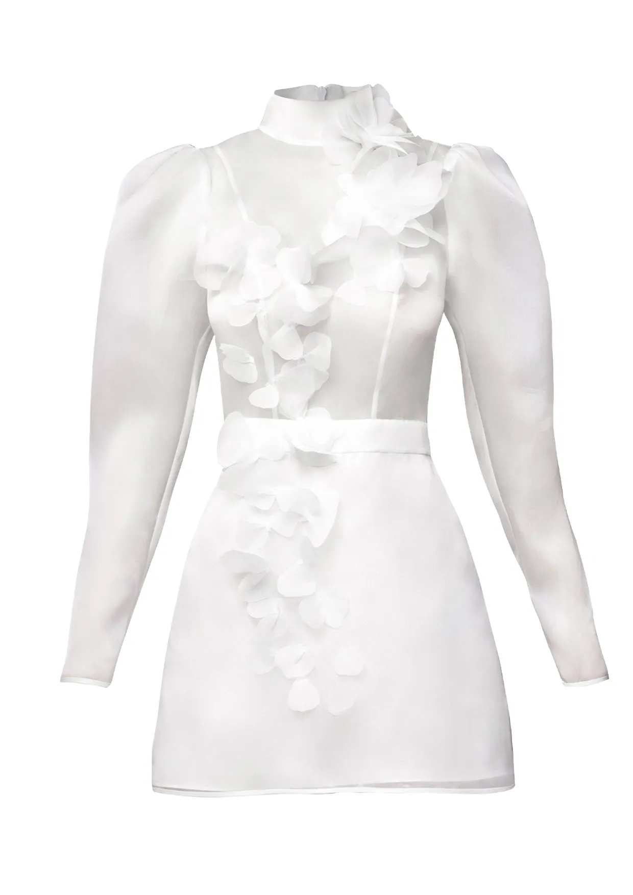 Gypsophila Sheer Flowers Mini Dress