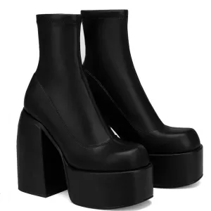 Kvinnors Chunky Heels Lderstvlar
