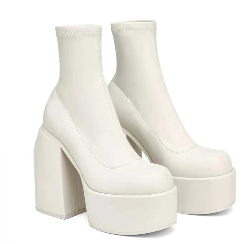 Kvinnors Chunky Heels Lderstvlar