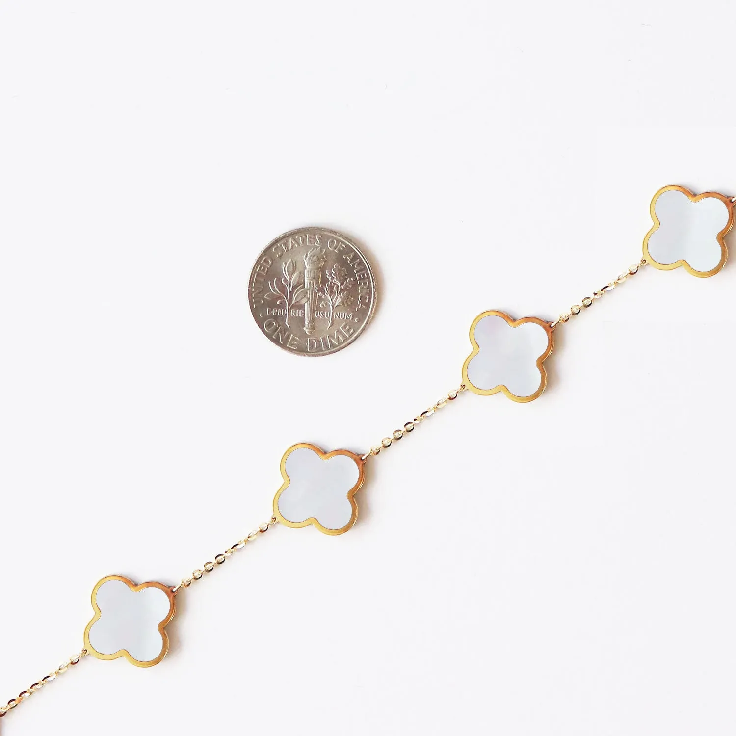 Large Mother of Pearl Clover Necklace