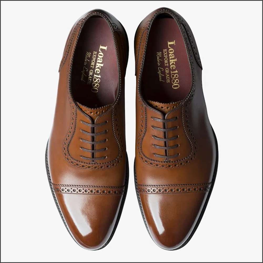 Loake Trinity Deep Mahogany Calf Semi Brogue Leather Sole -