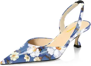 Milooey shoes Low Kitten D'Orsay Sandals for Women Sexy Pointed Toe Heeled Pumps Slingback Slip On Comfy Daily Walking Prom Wedding Dress Shoes Size 4-16 US