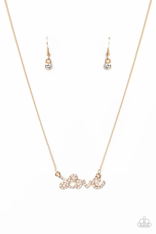 Paparazzi Necklace ~ Head Over Heels In Love - Gold