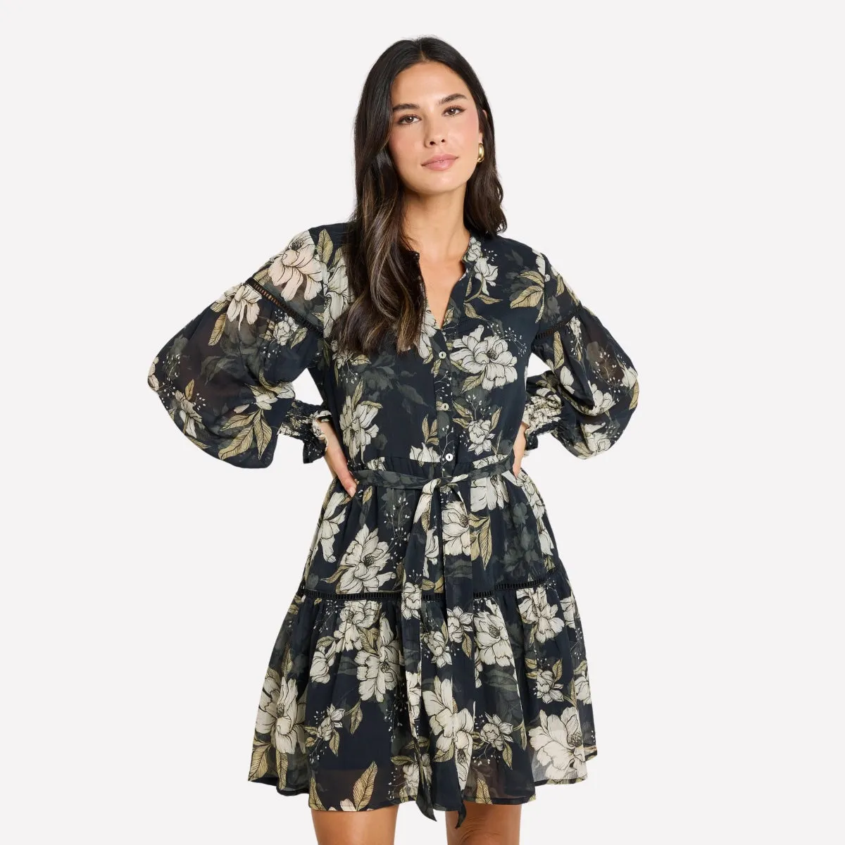 Script Floral Dress (Black)