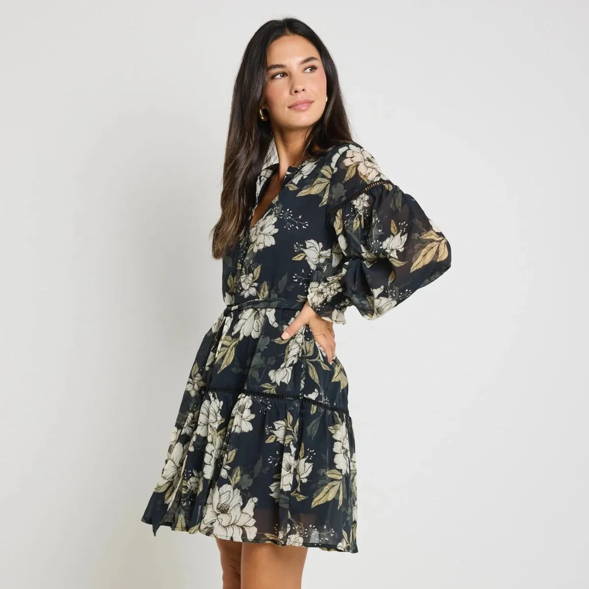 Script Floral Dress (Black)