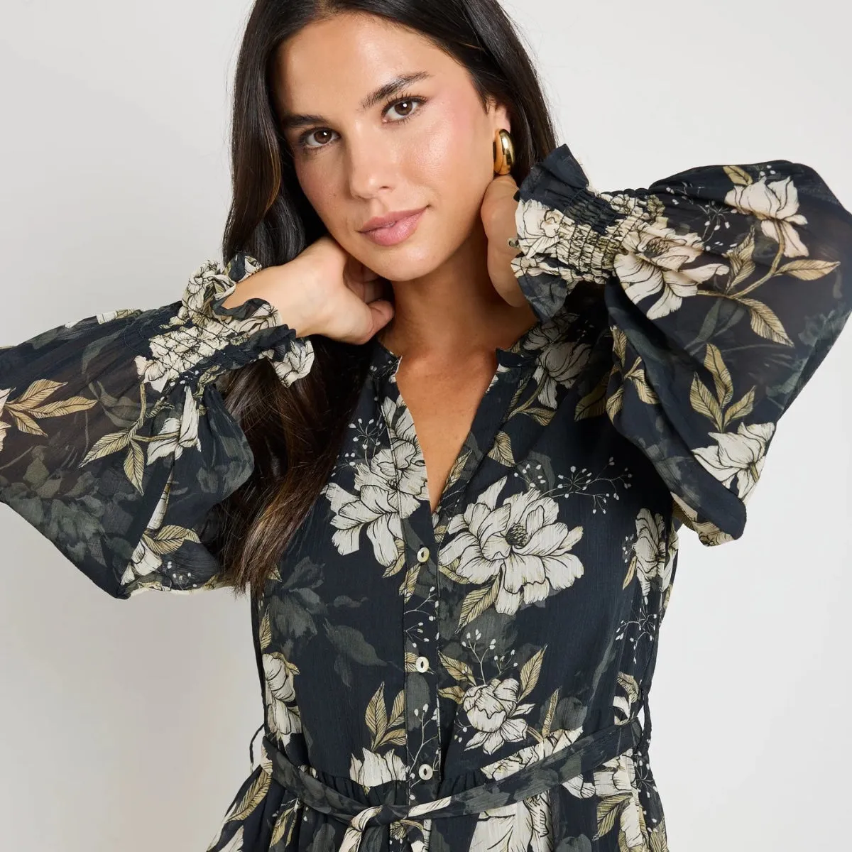 Script Floral Dress (Black)