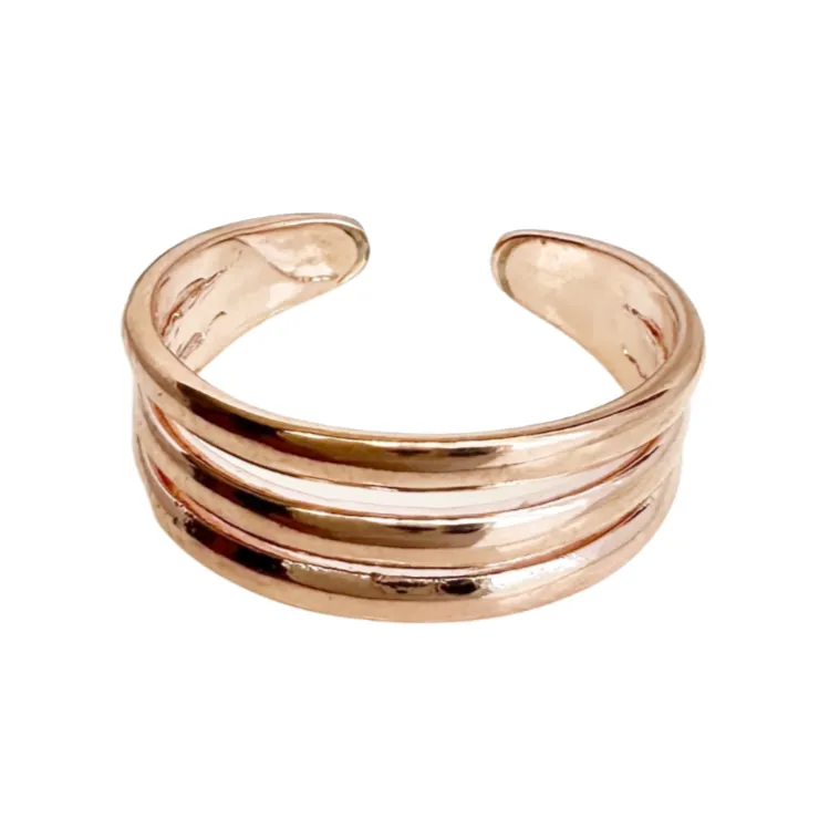 Three Band Rose Gold Toe Ring