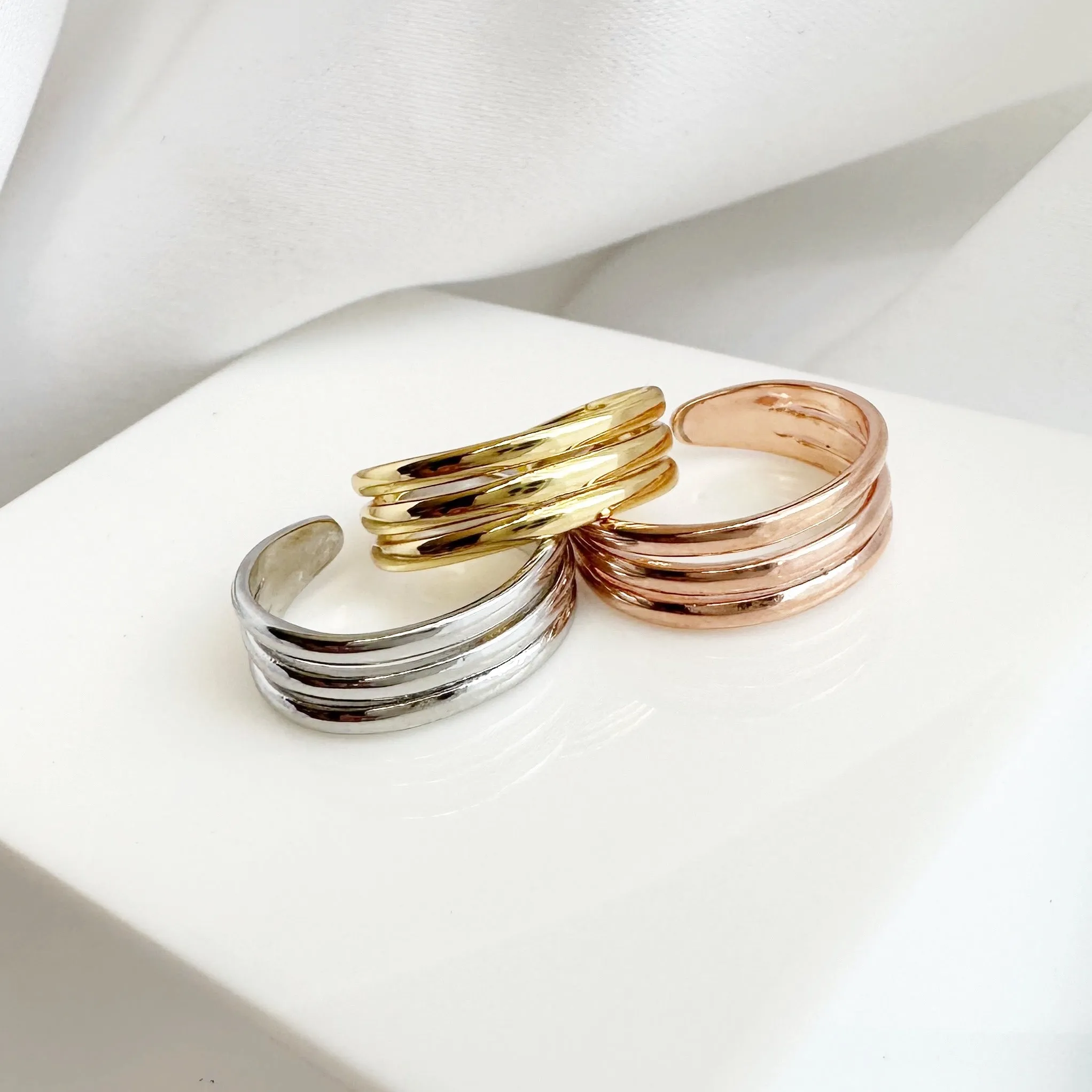 Three Band Rose Gold Toe Ring