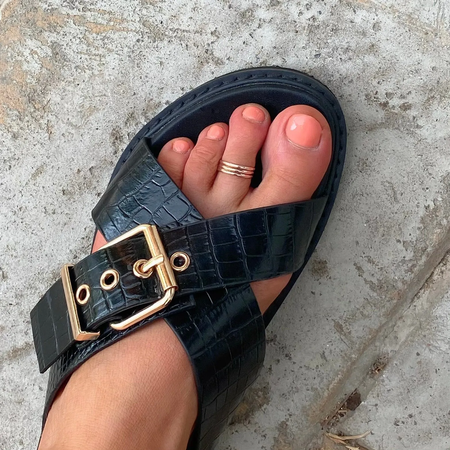 Three Band Rose Gold Toe Ring