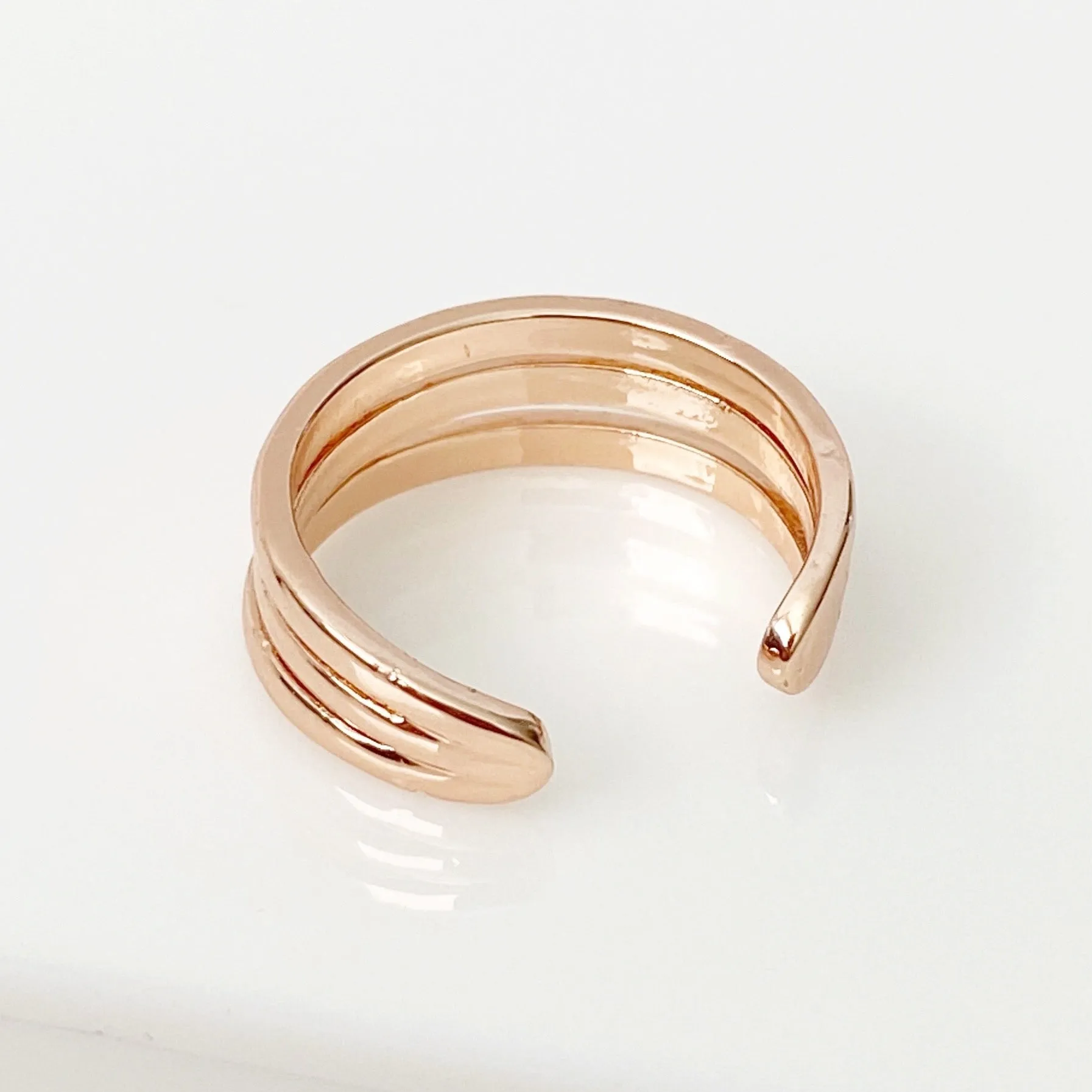Three Band Rose Gold Toe Ring