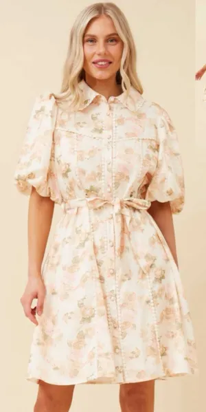 Vintage Floral Button-Down Dress