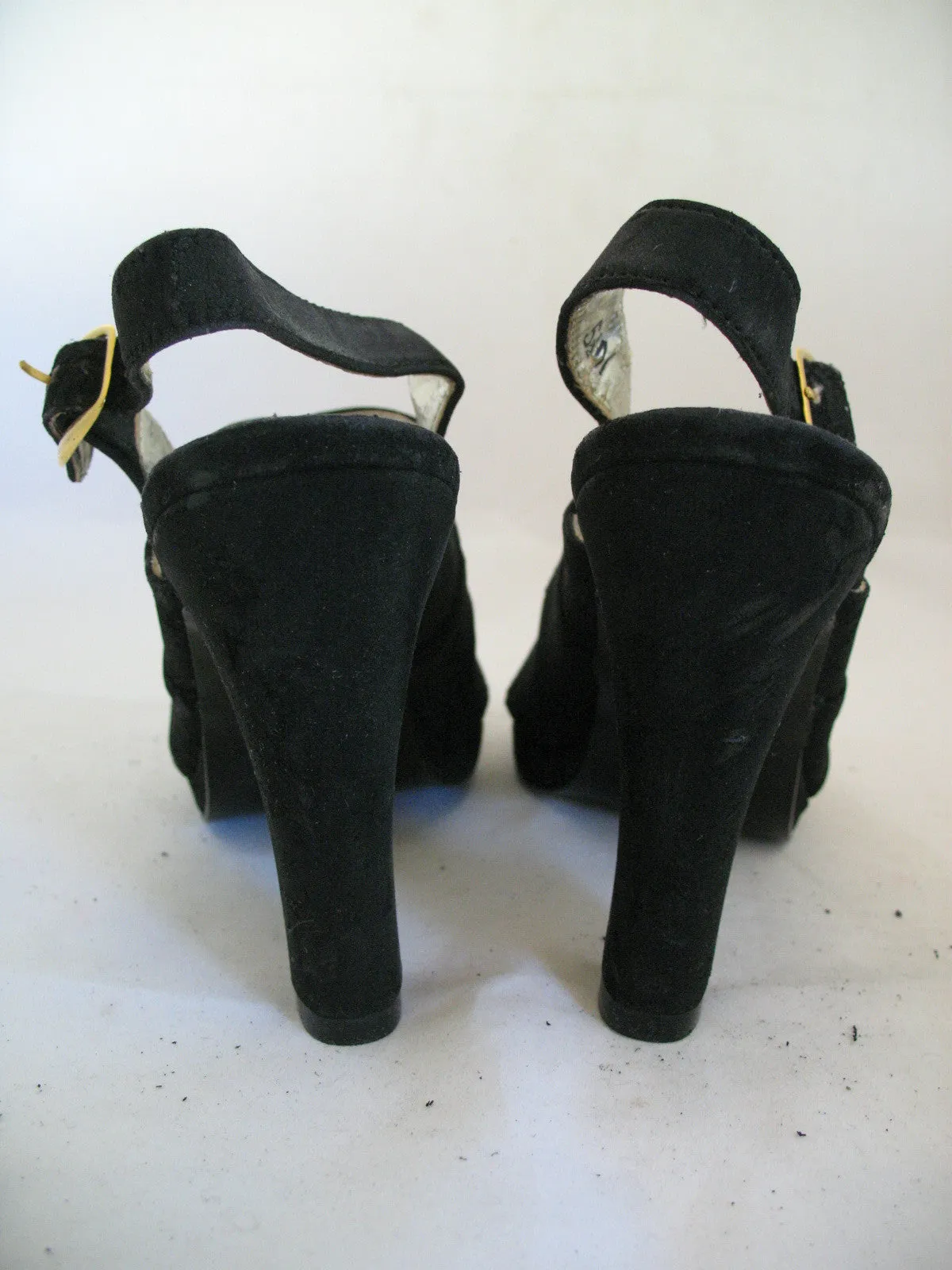 Womens Shoes NEW YORK TRANSIT BLACK SLINGBACK STRAP OPEN TOE TOES High Heels SHOE size 5-1/2